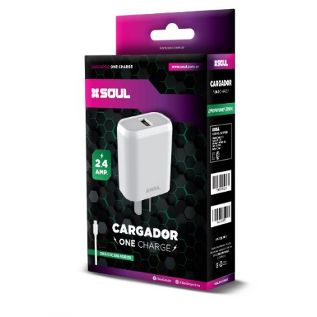 Cargador SOUL One Charge 2.4 Amp. tipo C