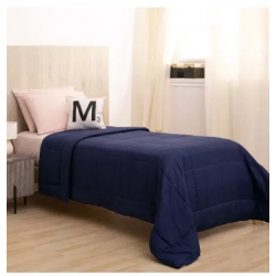 Cubrecama Oro Liso - Twin - Azul Marino - 1 1/2 Pl.