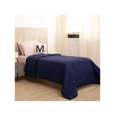 Cubrecama Oro Liso - Twin - Azul Marino - 1 1/2 Pl.