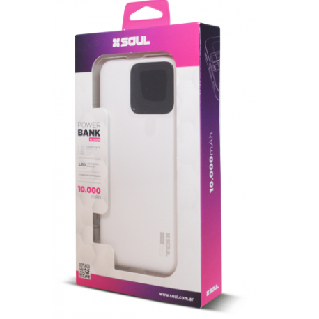 Power Bank SOUL Blanco 10.000mah Tipo C + Lightning