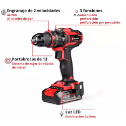 Taladro Atornillador Einhell a Bateria TE-CD 18/44 li-i Kit