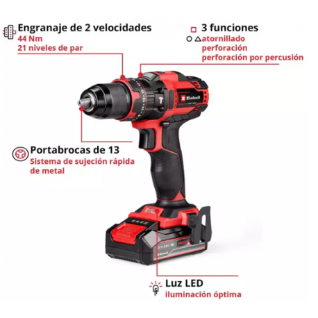 Taladro Atornillador Einhell a Bateria TE-CD 18/44 li-i Kit