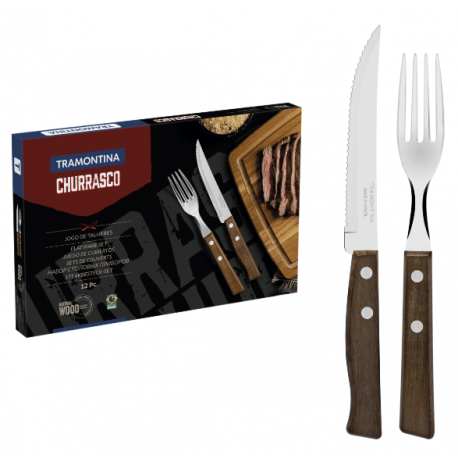 Juego de cubiertos Tramontina 12 pz Madera CAJA
